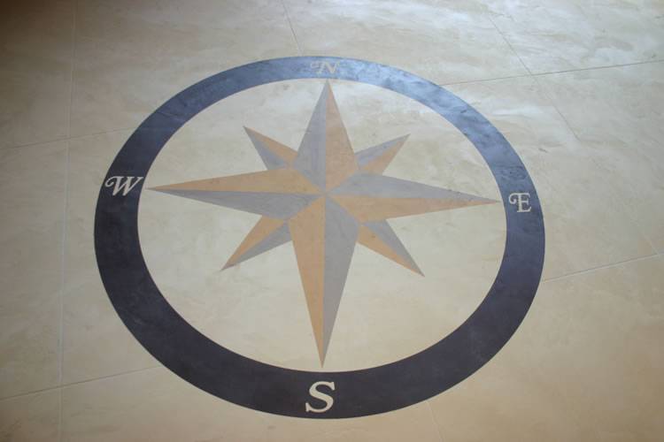 Compass stained into cretecova resurfaced floor