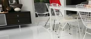White polyaspartic floor coating