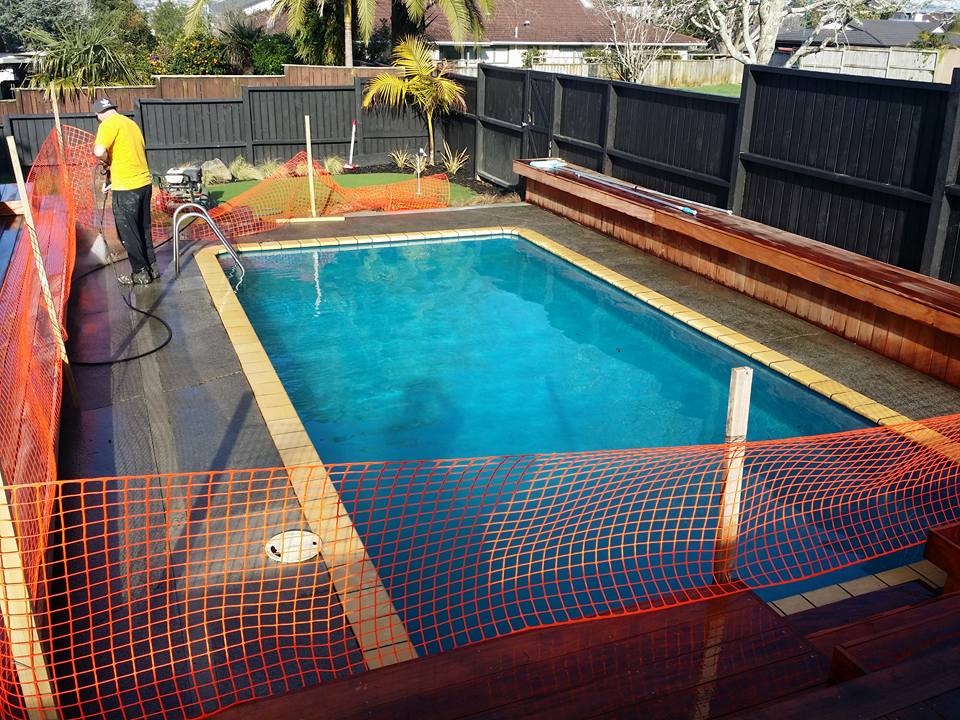 Old pool area before resurfacing
