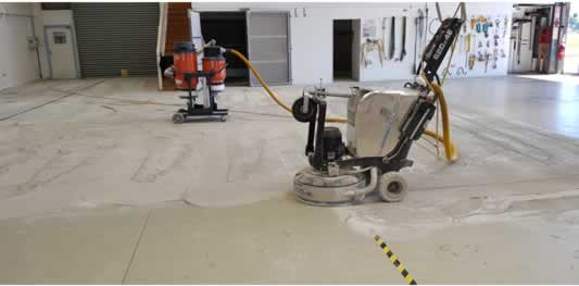 Grinding off floor coating
