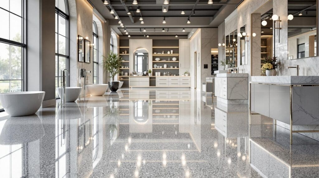 Polished-Concrete-floor-in-showroom-Auckland