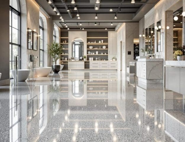 Polished-Concrete-floor-in-showroom-Auckland